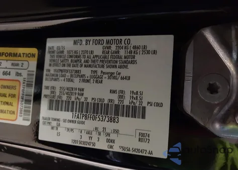 2015 Ford Mustang Gt Premium z USA, uszkodzony, nr VIN 1FATP8FF0F5373883